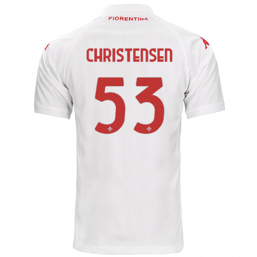 Gyermek Labdarúgás Oliver Christensen #53 Fehér Idegenbeli Jersey 2024/25 Mez Póló Ing