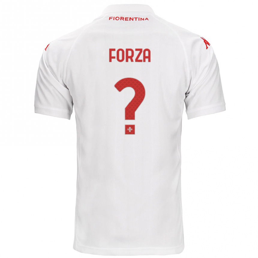 Gyermek Labdarúgás Francesco Forza #0 Fehér Idegenbeli Jersey 2024/25 Mez Póló Ing