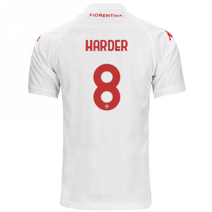 Gyermek Labdarúgás Jonas Harder #8 Fehér Idegenbeli Jersey 2024/25 Mez Póló Ing