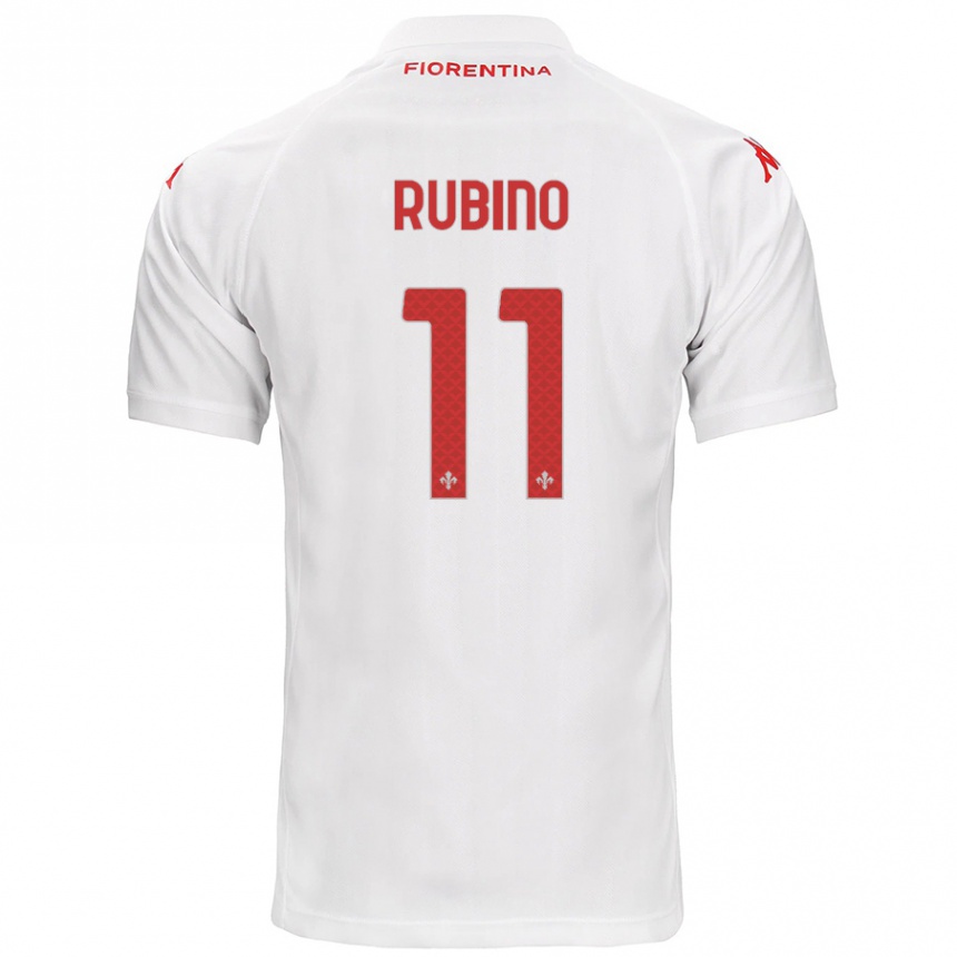 Gyermek Labdarúgás Tommaso Rubino #11 Fehér Idegenbeli Jersey 2024/25 Mez Póló Ing