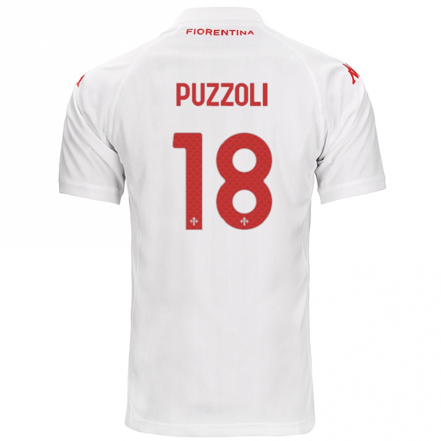 Gyermek Labdarúgás Giorgio Puzzoli #18 Fehér Idegenbeli Jersey 2024/25 Mez Póló Ing