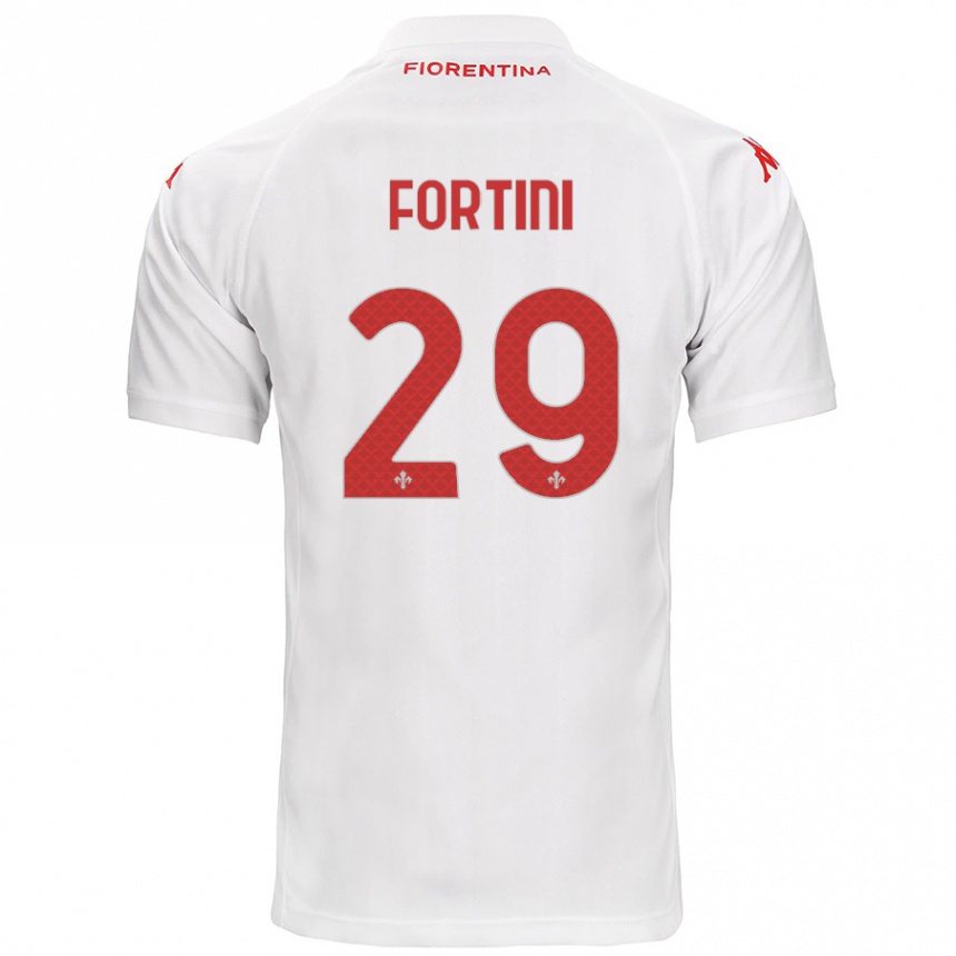 Gyermek Labdarúgás Niccolò Fortini #29 Fehér Idegenbeli Jersey 2024/25 Mez Póló Ing