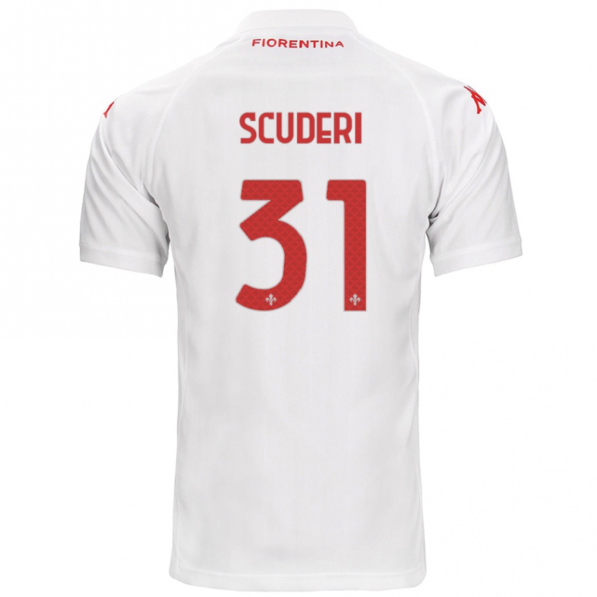 Gyermek Labdarúgás Giulio Scuderi #31 Fehér Idegenbeli Jersey 2024/25 Mez Póló Ing