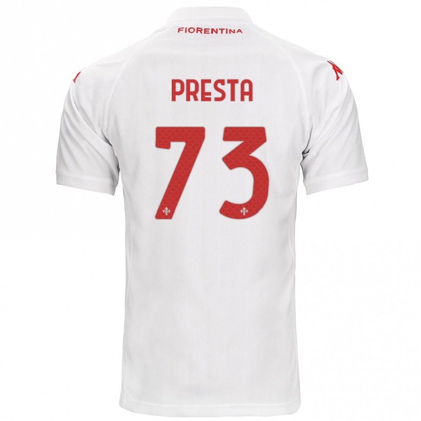 Gyermek Labdarúgás Francesco Presta #73 Fehér Idegenbeli Jersey 2024/25 Mez Póló Ing