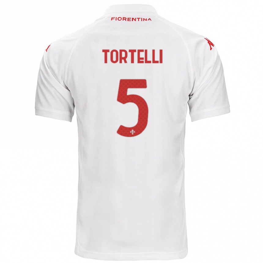 Gyermek Labdarúgás Alice Tortelli #5 Fehér Idegenbeli Jersey 2024/25 Mez Póló Ing