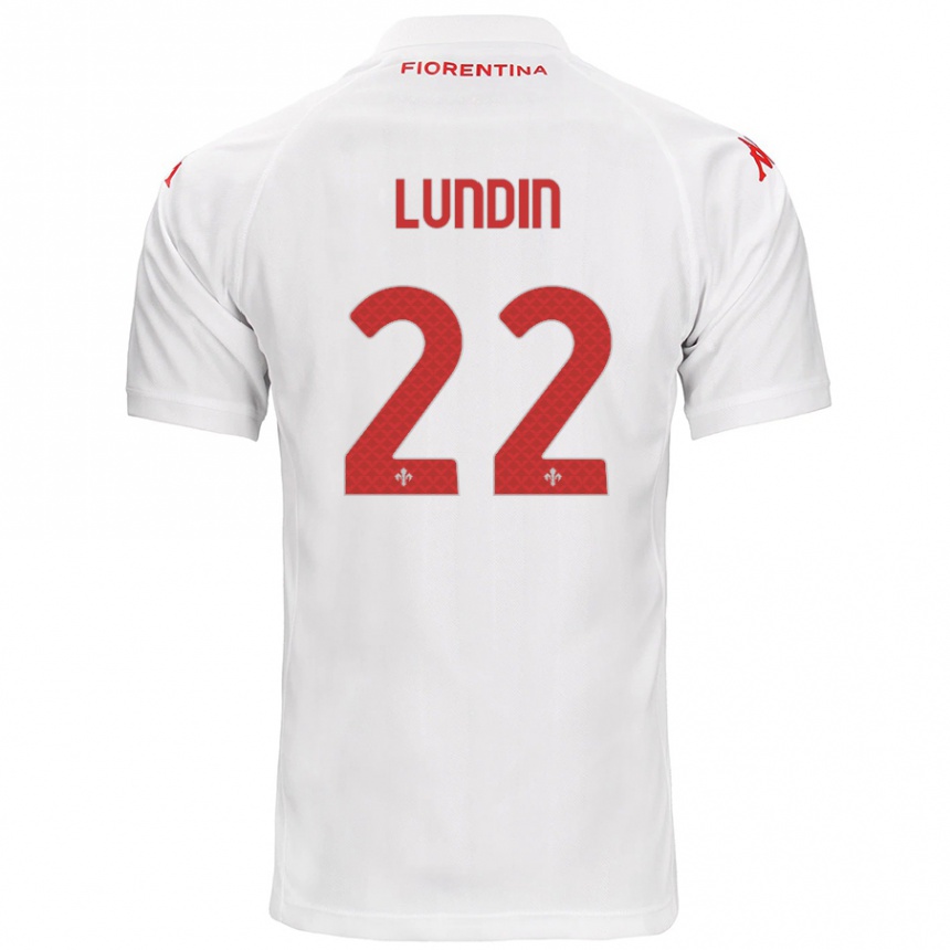 Gyermek Labdarúgás Karin Lundin #22 Fehér Idegenbeli Jersey 2024/25 Mez Póló Ing