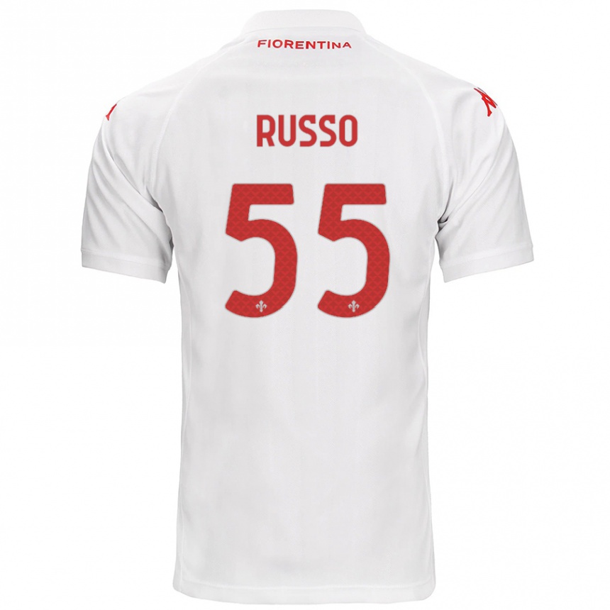 Gyermek Labdarúgás Federica Russo #55 Fehér Idegenbeli Jersey 2024/25 Mez Póló Ing