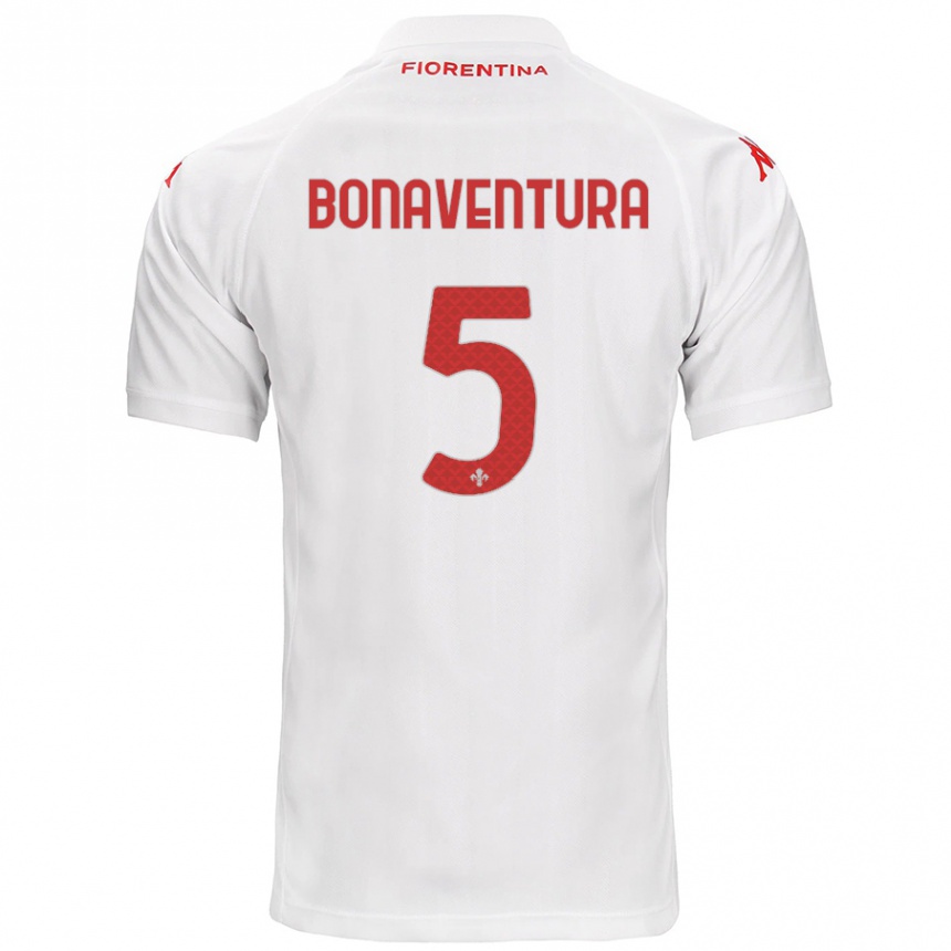 Gyermek Labdarúgás Giacomo Bonaventura #5 Fehér Idegenbeli Jersey 2024/25 Mez Póló Ing