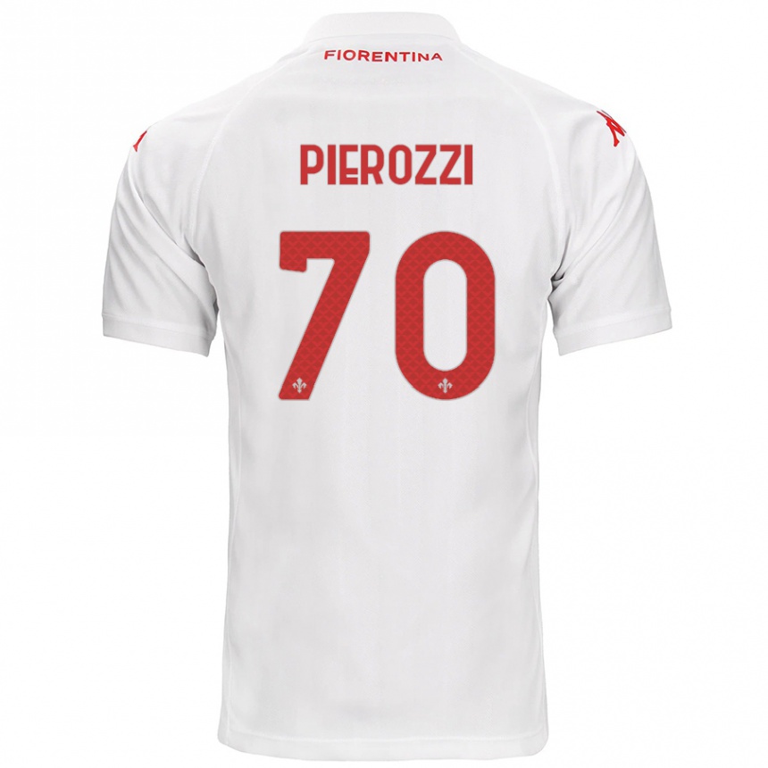 Gyermek Labdarúgás Niccolò Pierozzi #70 Fehér Idegenbeli Jersey 2024/25 Mez Póló Ing