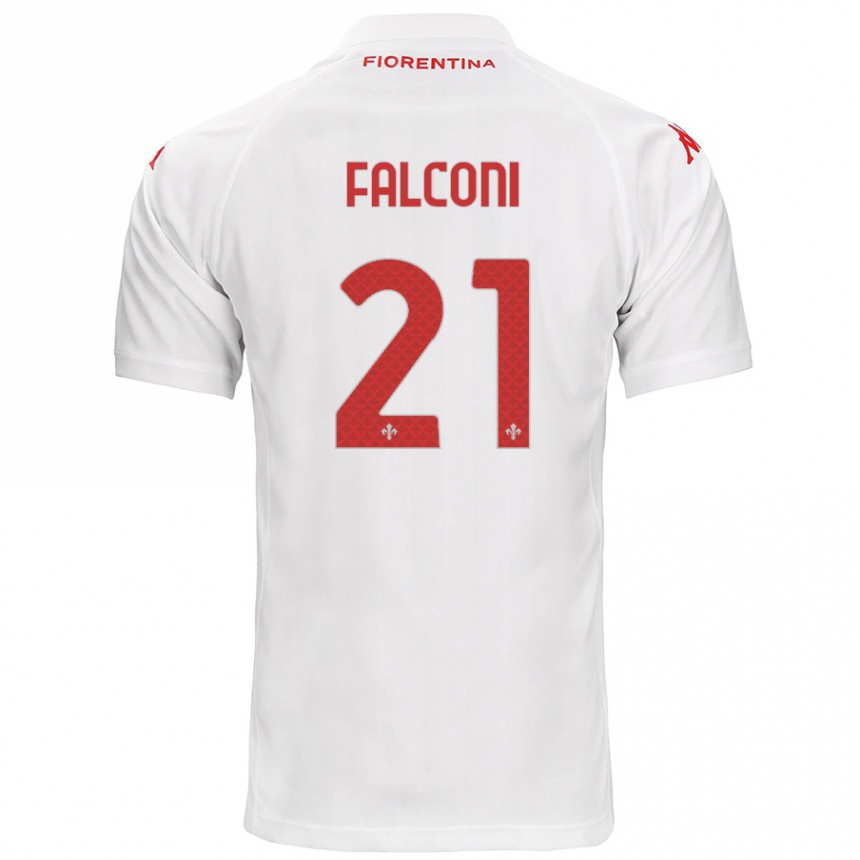 Gyermek Labdarúgás Niccolò Falconi #21 Fehér Idegenbeli Jersey 2024/25 Mez Póló Ing