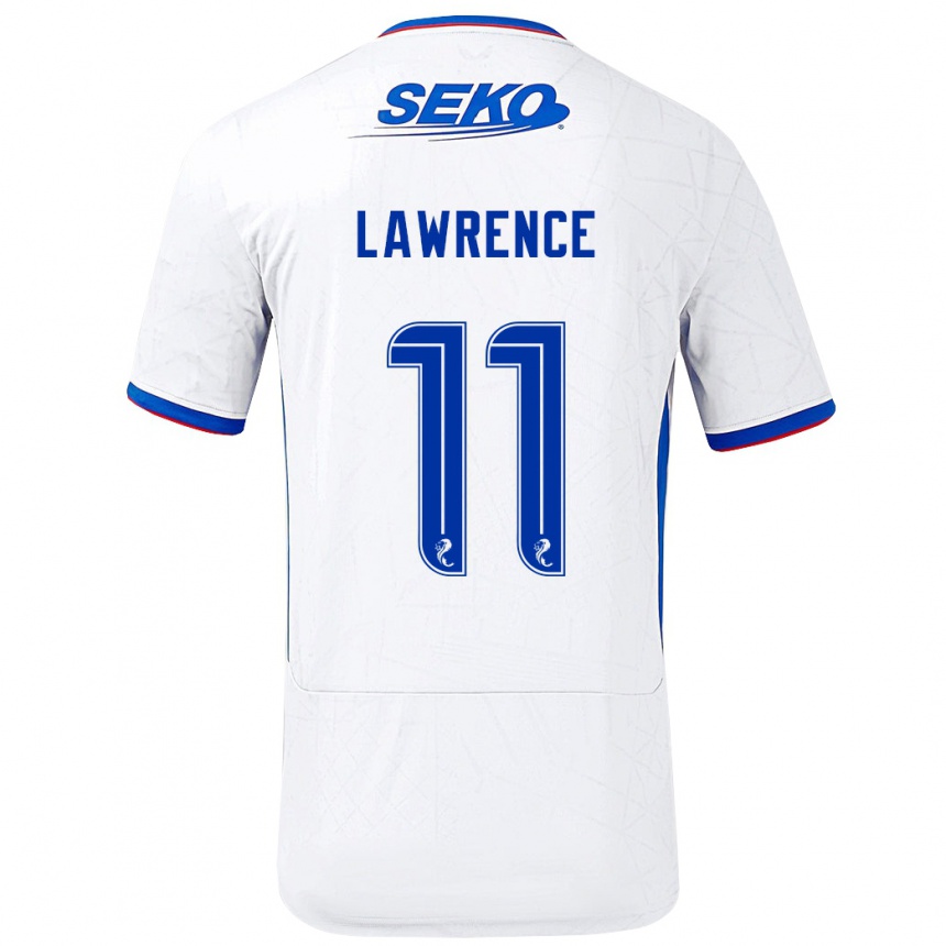 Gyermek Labdarúgás Tom Lawrence #11 Fehér Kék Idegenbeli Jersey 2024/25 Mez Póló Ing