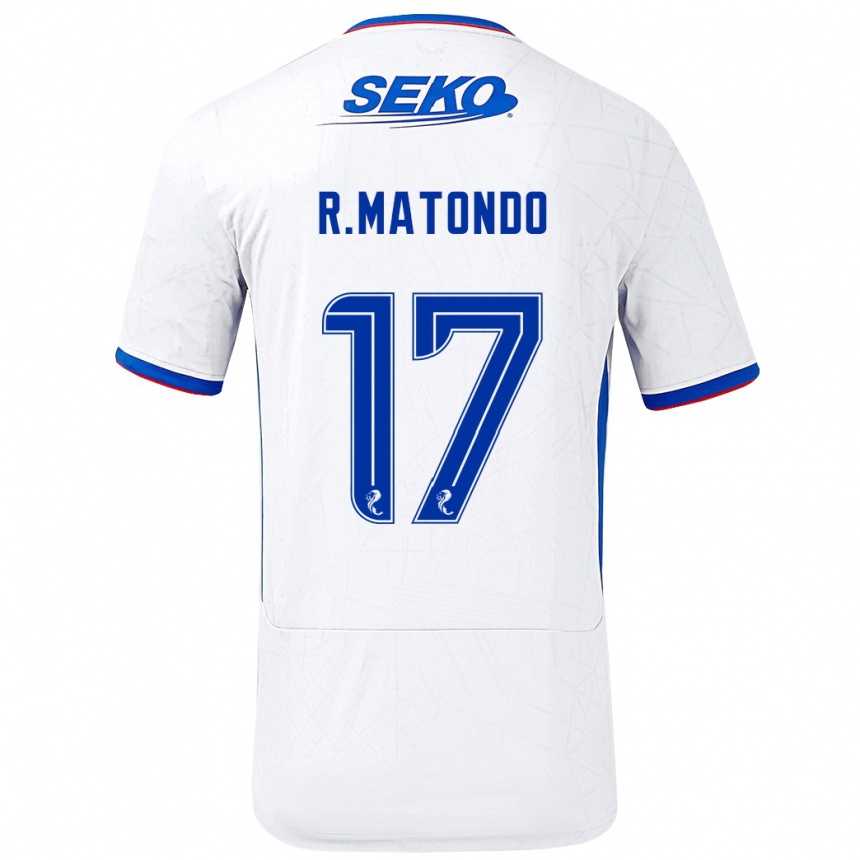 Gyermek Labdarúgás Rabbi Matondo #17 Fehér Kék Idegenbeli Jersey 2024/25 Mez Póló Ing