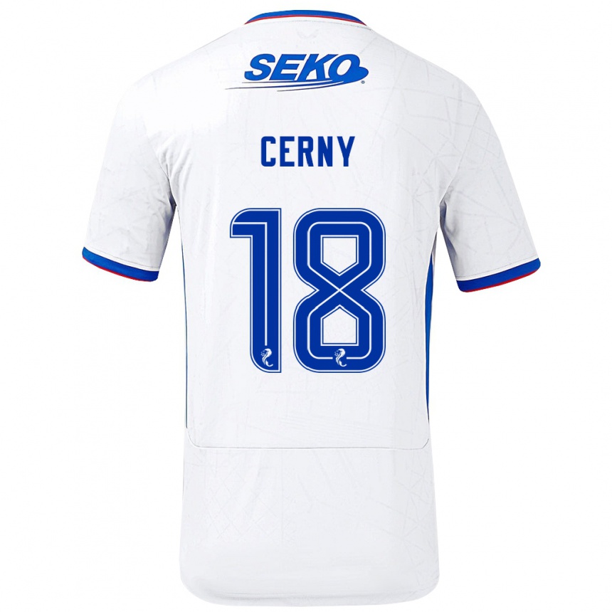 Gyermek Labdarúgás Vaclav Cerny #18 Fehér Kék Idegenbeli Jersey 2024/25 Mez Póló Ing