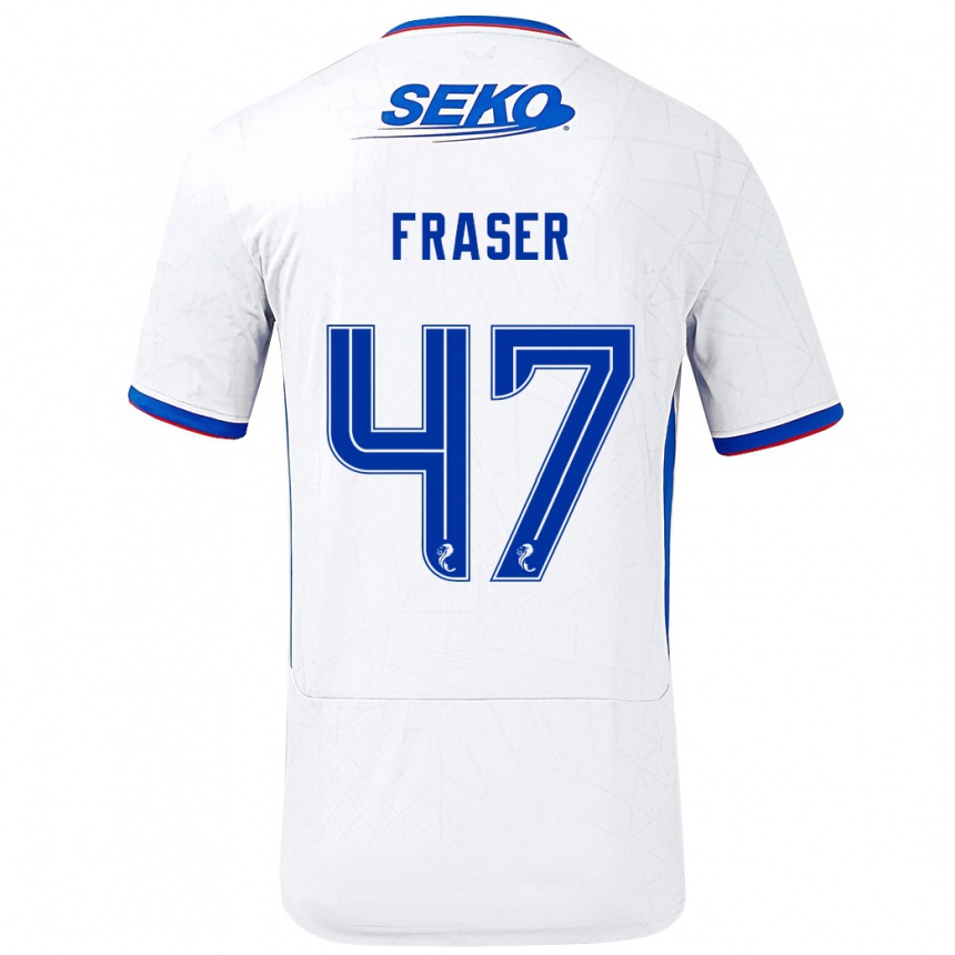 Gyermek Labdarúgás Robbie Fraser #47 Fehér Kék Idegenbeli Jersey 2024/25 Mez Póló Ing