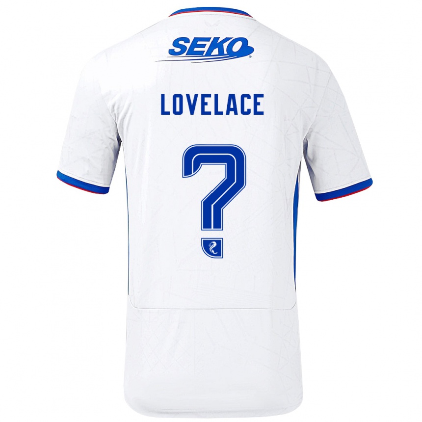 Gyermek Labdarúgás Zak Lovelace #0 Fehér Kék Idegenbeli Jersey 2024/25 Mez Póló Ing