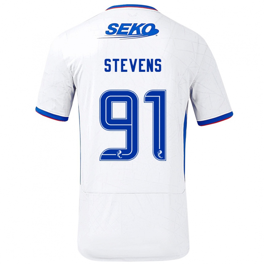 Gyermek Labdarúgás Archie Stevens #91 Fehér Kék Idegenbeli Jersey 2024/25 Mez Póló Ing