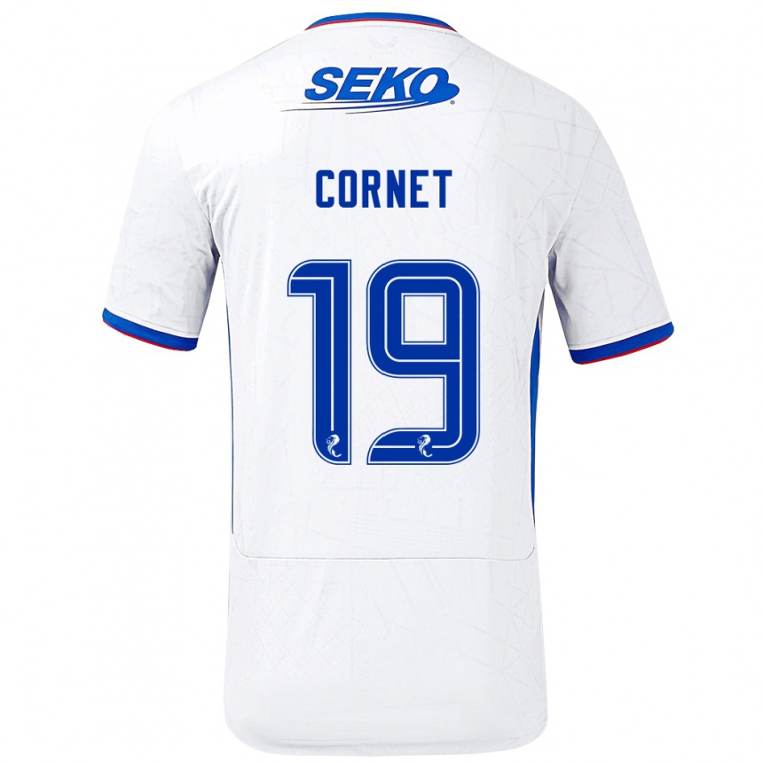 Gyermek Labdarúgás Chelsea Cornet #19 Fehér Kék Idegenbeli Jersey 2024/25 Mez Póló Ing