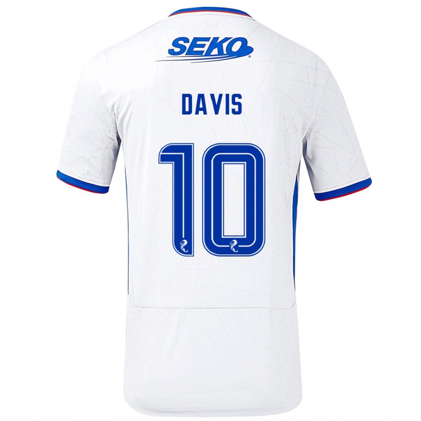 Gyermek Labdarúgás Steven Davis #10 Fehér Kék Idegenbeli Jersey 2024/25 Mez Póló Ing