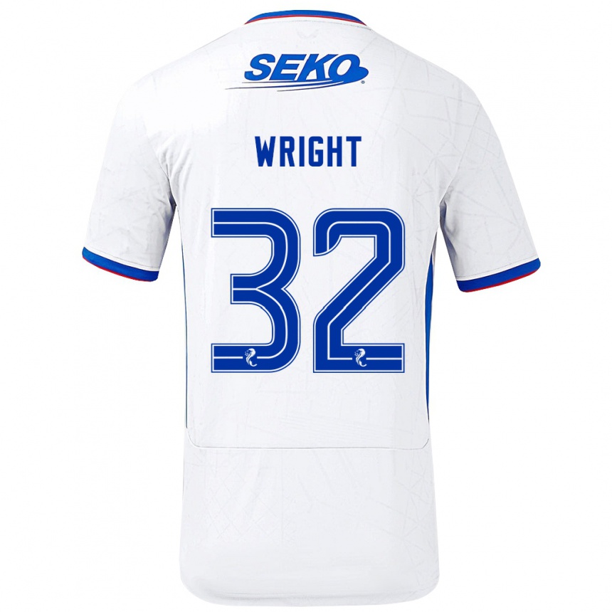 Gyermek Labdarúgás Kieran Wright #32 Fehér Kék Idegenbeli Jersey 2024/25 Mez Póló Ing