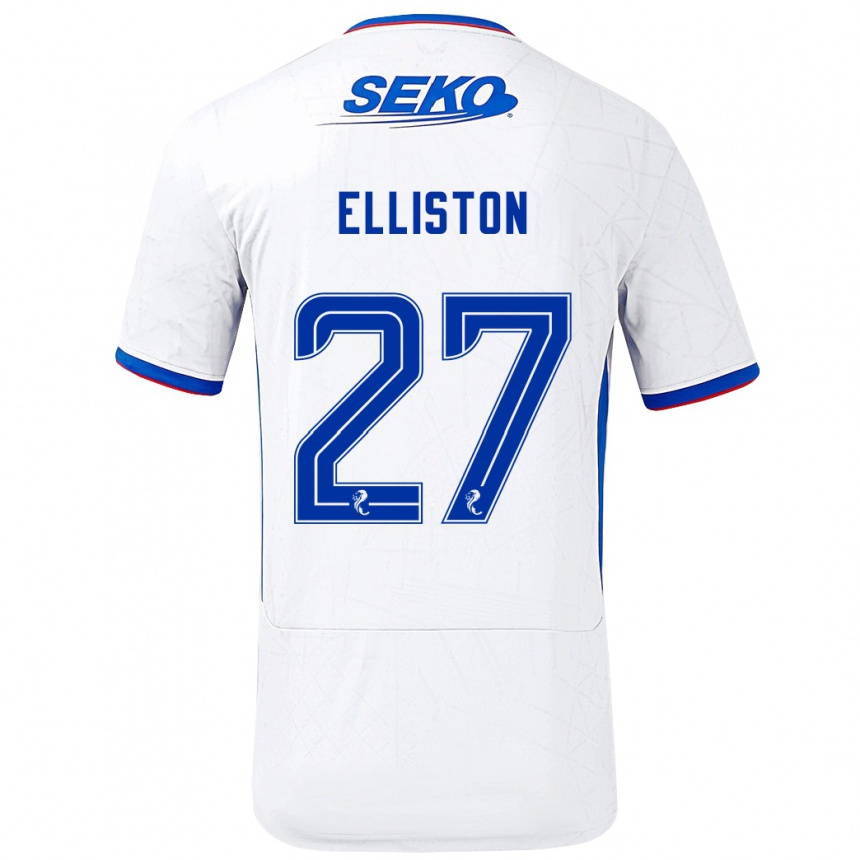 Gyermek Labdarúgás Maddie Elliston #27 Fehér Kék Idegenbeli Jersey 2024/25 Mez Póló Ing