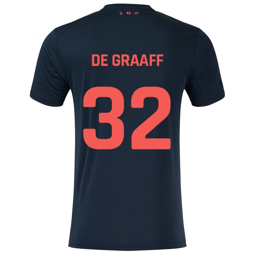 Gyermek Labdarúgás Tom De Graaff #32 Fekete Piros Idegenbeli Jersey 2024/25 Mez Póló Ing