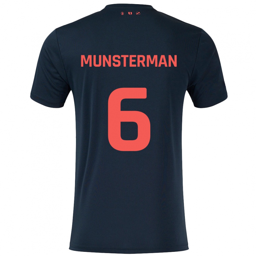 Gyermek Labdarúgás Marthe Munsterman #6 Fekete Piros Idegenbeli Jersey 2024/25 Mez Póló Ing