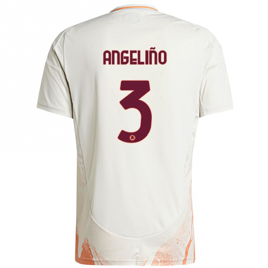 Gyermek Labdarúgás Angeliño #3 Krém Fehér Narancs Idegenbeli Jersey 2024/25 Mez Póló Ing