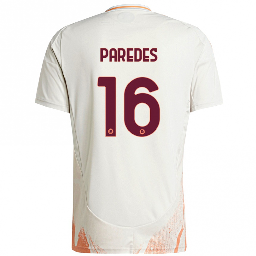 Gyermek Labdarúgás Leandro Paredes #16 Krém Fehér Narancs Idegenbeli Jersey 2024/25 Mez Póló Ing