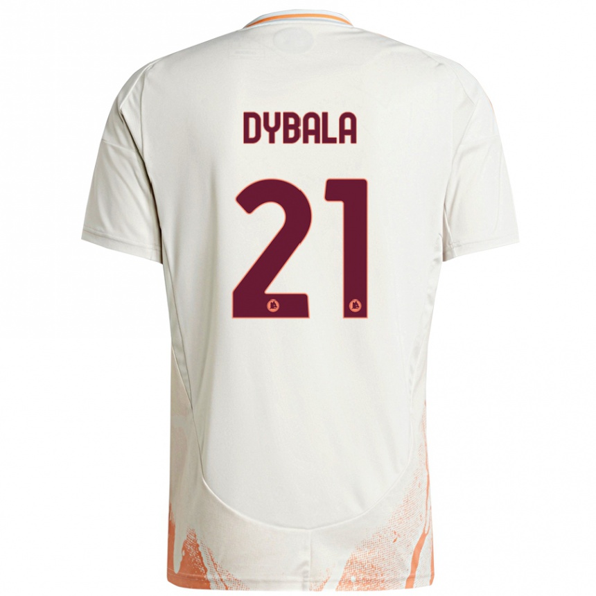 Gyermek Labdarúgás Paulo Dybala #21 Krém Fehér Narancs Idegenbeli Jersey 2024/25 Mez Póló Ing