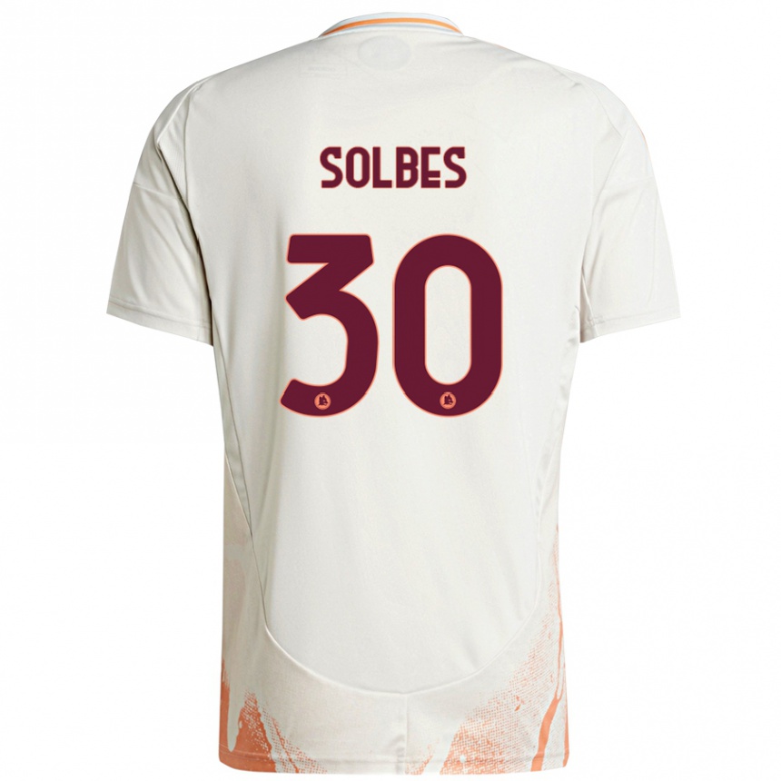 Gyermek Labdarúgás Ricardo Solbes #30 Krém Fehér Narancs Idegenbeli Jersey 2024/25 Mez Póló Ing