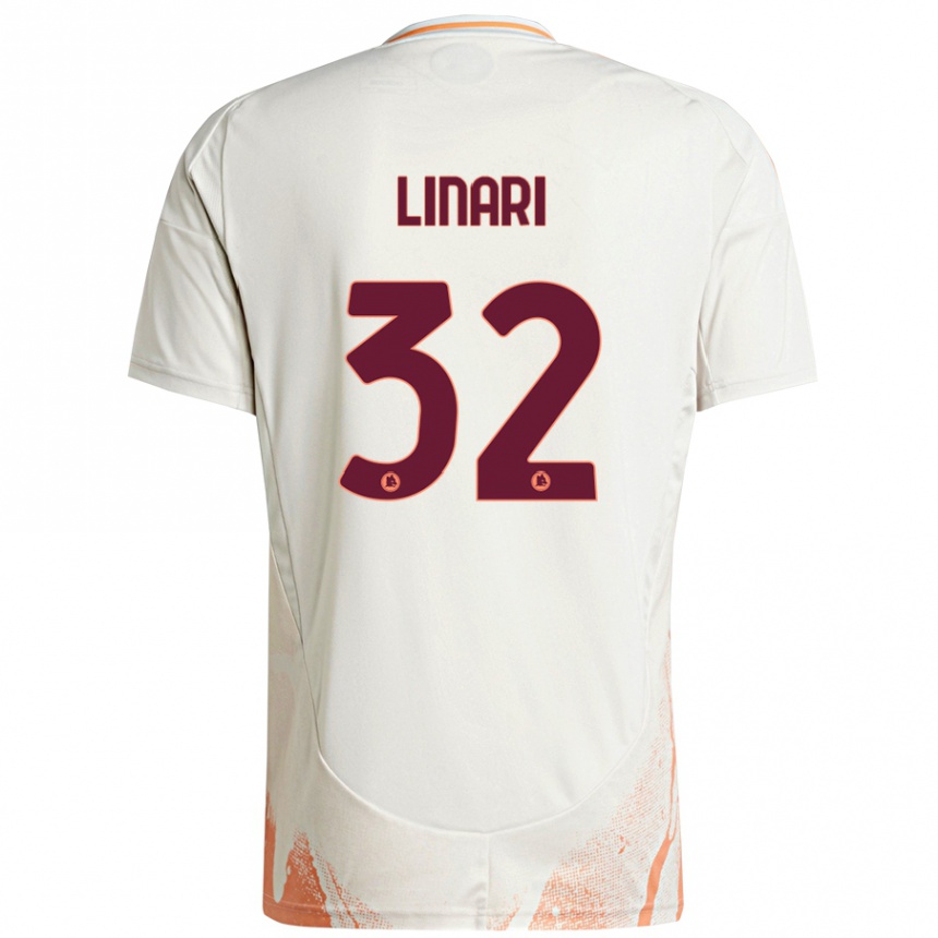 Gyermek Labdarúgás Elena Linari #32 Krém Fehér Narancs Idegenbeli Jersey 2024/25 Mez Póló Ing