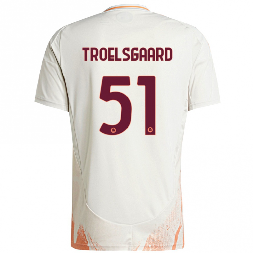 Gyermek Labdarúgás Sanne Troelsgaard #51 Krém Fehér Narancs Idegenbeli Jersey 2024/25 Mez Póló Ing