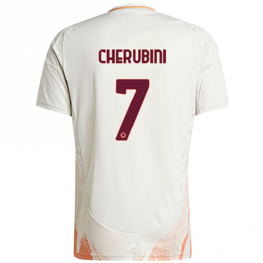 Gyermek Labdarúgás Luigi Cherubini #7 Krém Fehér Narancs Idegenbeli Jersey 2024/25 Mez Póló Ing