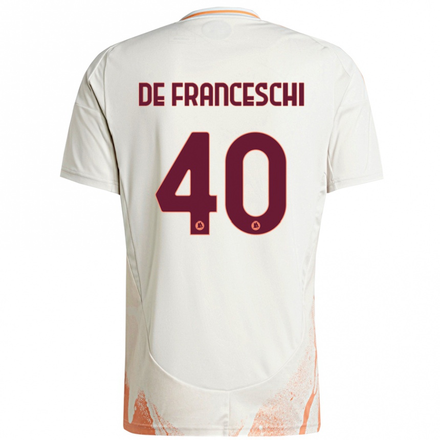 Gyermek Labdarúgás Leonardo De Franceschi #40 Krém Fehér Narancs Idegenbeli Jersey 2024/25 Mez Póló Ing