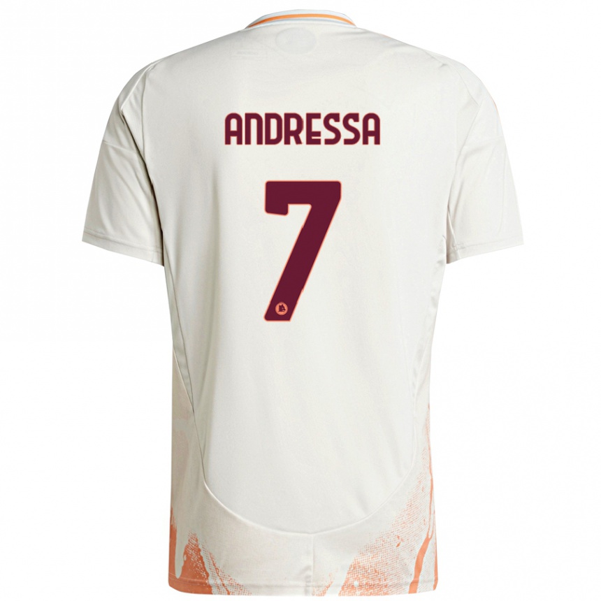 Gyermek Labdarúgás Andressa #7 Krém Fehér Narancs Idegenbeli Jersey 2024/25 Mez Póló Ing