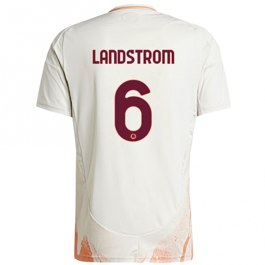 Gyermek Labdarúgás Elin Landstrom #6 Krém Fehér Narancs Idegenbeli Jersey 2024/25 Mez Póló Ing