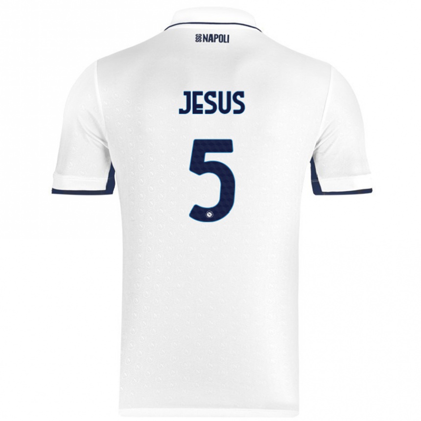 Gyermek Labdarúgás Juan Jesus #5 Fehér Royal Blue Idegenbeli Jersey 2024/25 Mez Póló Ing