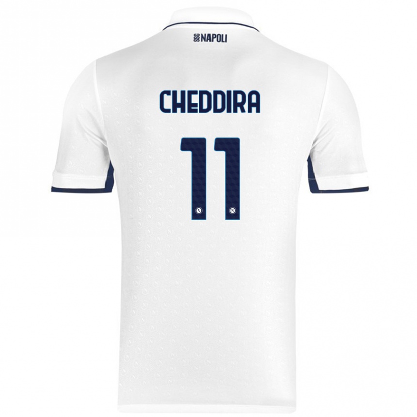 Gyermek Labdarúgás Walid Cheddira #11 Fehér Royal Blue Idegenbeli Jersey 2024/25 Mez Póló Ing