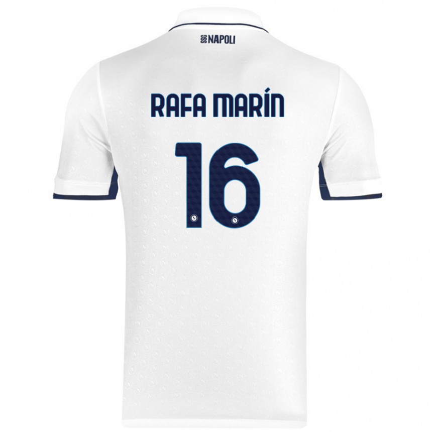 Gyermek Labdarúgás Rafa Marín #16 Fehér Royal Blue Idegenbeli Jersey 2024/25 Mez Póló Ing