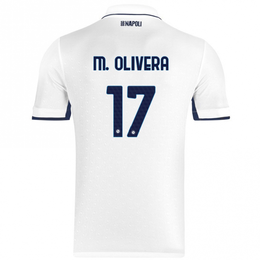 Gyermek Labdarúgás Mathias Olivera #17 Fehér Royal Blue Idegenbeli Jersey 2024/25 Mez Póló Ing