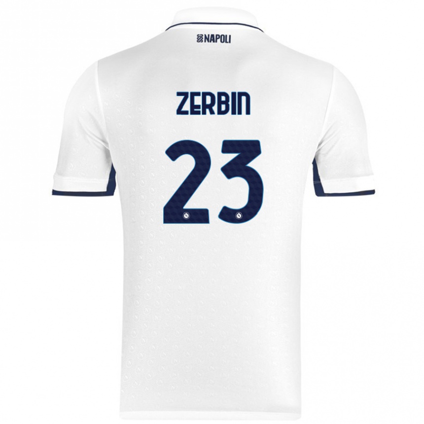 Gyermek Labdarúgás Alessio Zerbin #23 Fehér Royal Blue Idegenbeli Jersey 2024/25 Mez Póló Ing