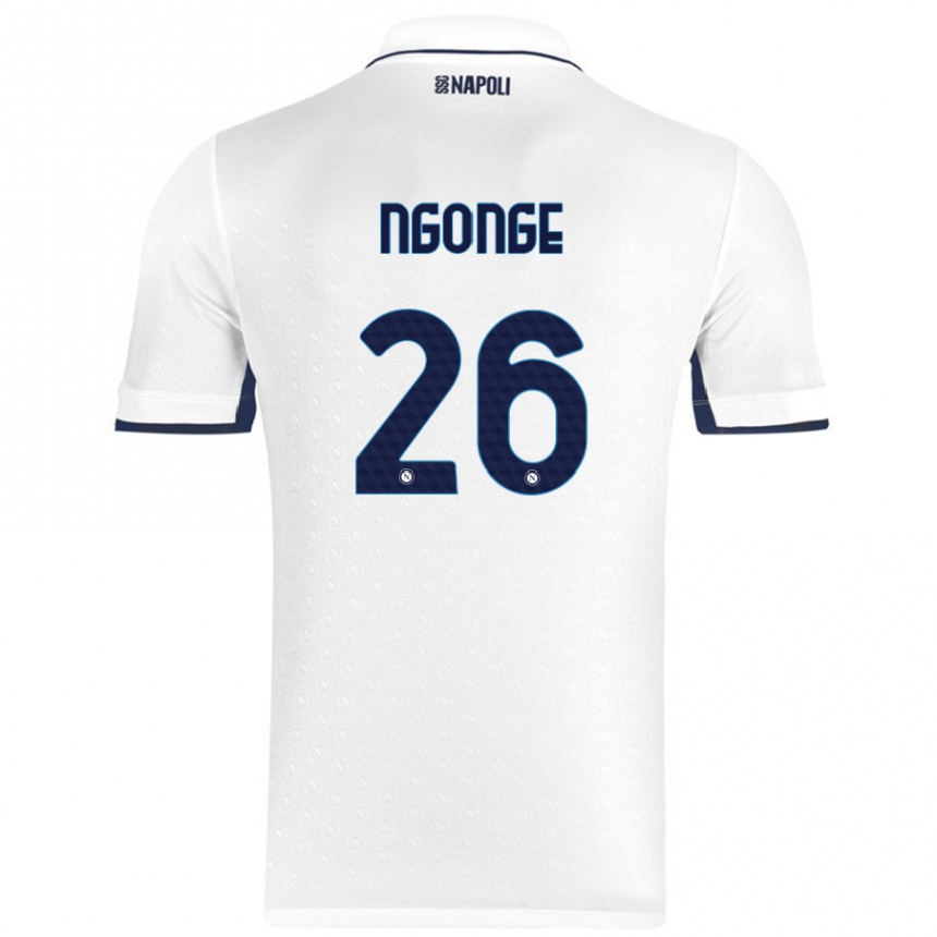 Gyermek Labdarúgás Cyril Ngonge #26 Fehér Royal Blue Idegenbeli Jersey 2024/25 Mez Póló Ing