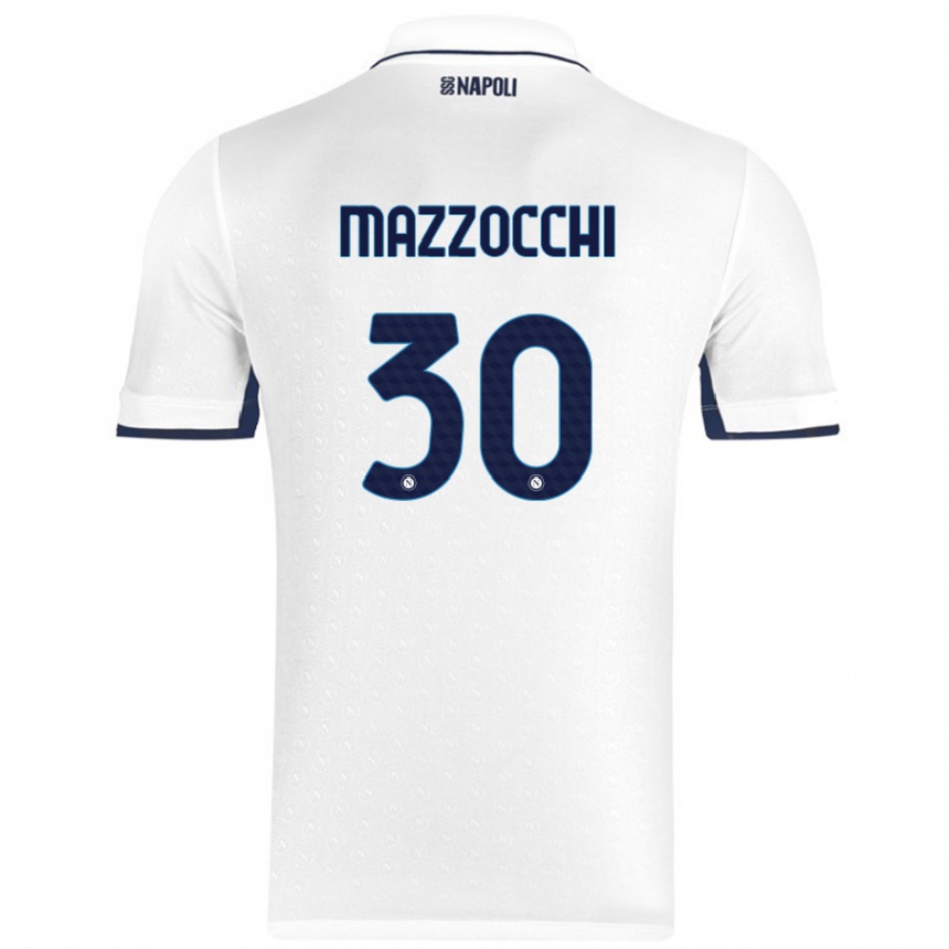 Gyermek Labdarúgás Pasquale Mazzocchi #30 Fehér Royal Blue Idegenbeli Jersey 2024/25 Mez Póló Ing