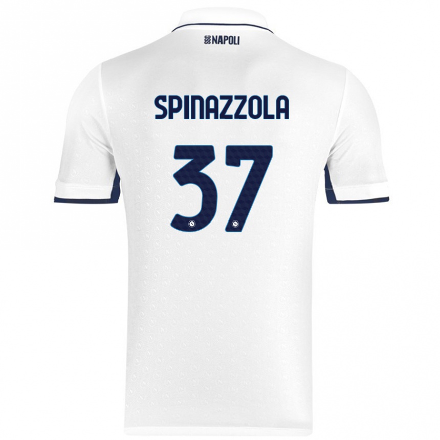 Gyermek Labdarúgás Leonardo Spinazzola #37 Fehér Royal Blue Idegenbeli Jersey 2024/25 Mez Póló Ing