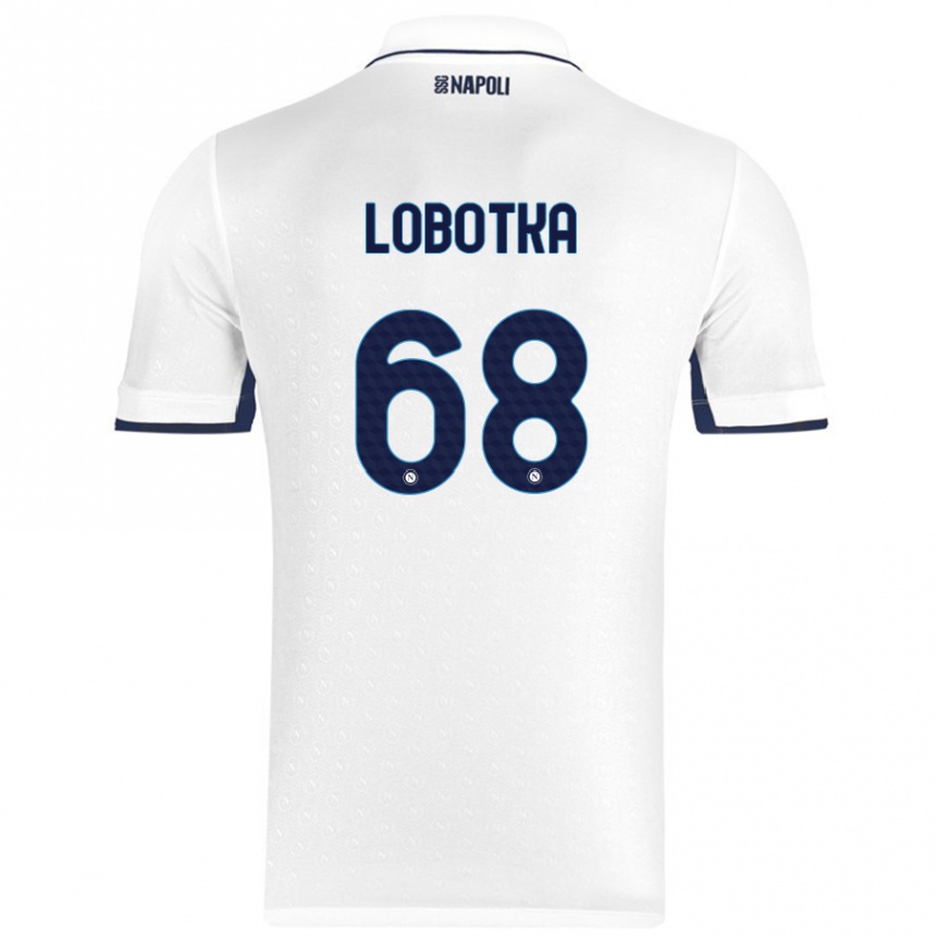 Gyermek Labdarúgás Stanislav Lobotka #68 Fehér Royal Blue Idegenbeli Jersey 2024/25 Mez Póló Ing