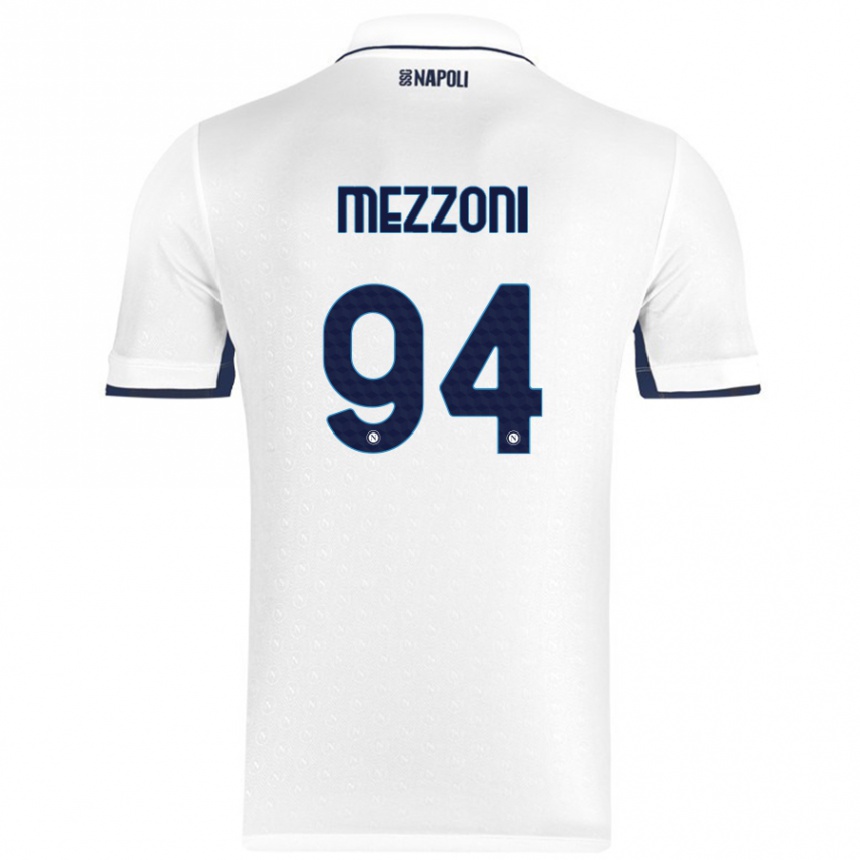 Gyermek Labdarúgás Francesco Mezzoni #94 Fehér Royal Blue Idegenbeli Jersey 2024/25 Mez Póló Ing