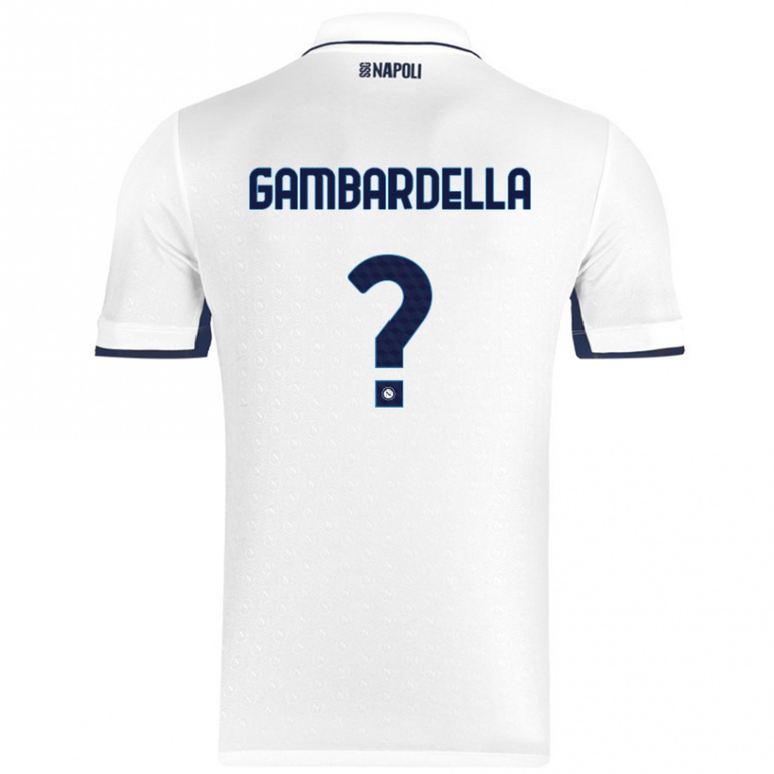 Gyermek Labdarúgás Vittorio Gambardella #0 Fehér Royal Blue Idegenbeli Jersey 2024/25 Mez Póló Ing