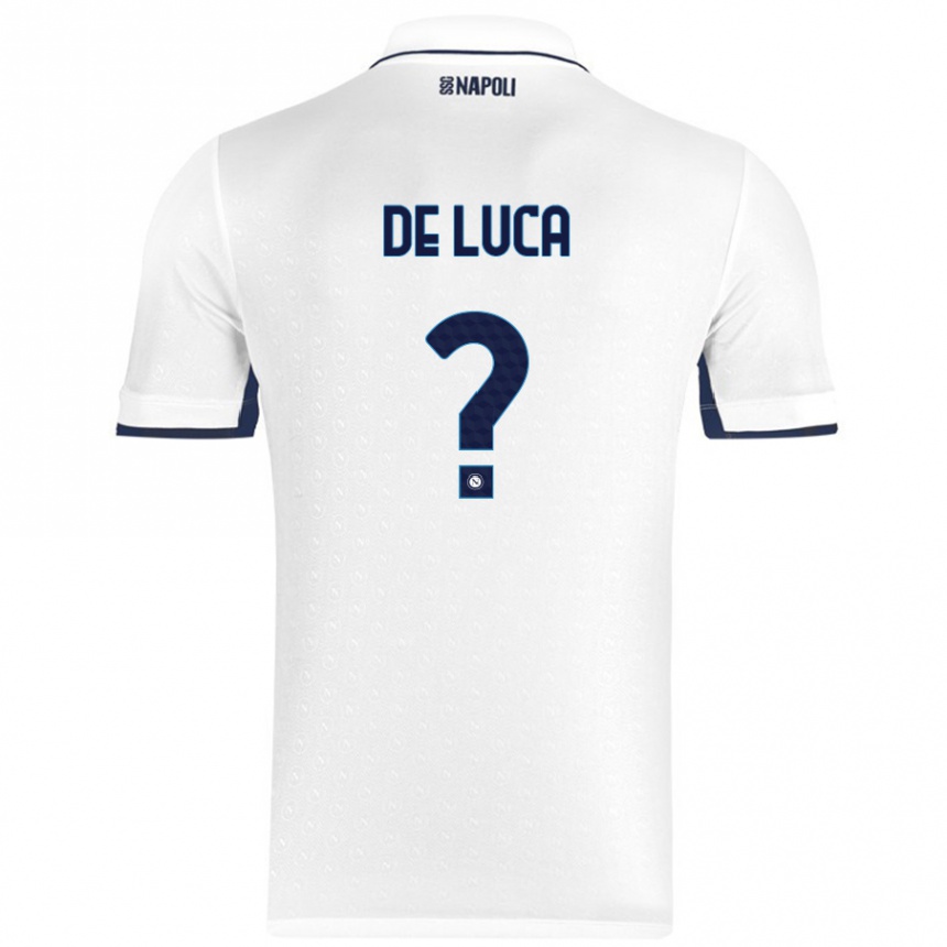 Gyermek Labdarúgás Alfonso De Luca #0 Fehér Royal Blue Idegenbeli Jersey 2024/25 Mez Póló Ing