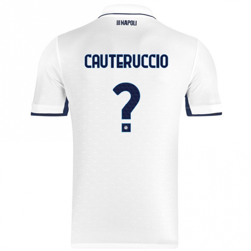 Gyermek Labdarúgás Walter Cauteruccio #0 Fehér Royal Blue Idegenbeli Jersey 2024/25 Mez Póló Ing