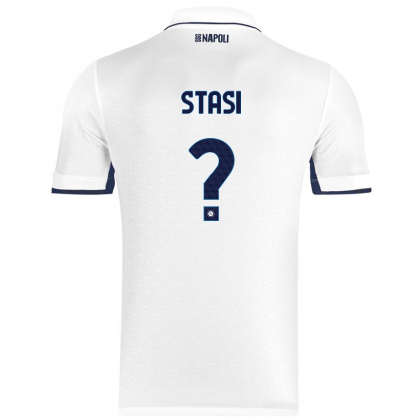 Gyermek Labdarúgás Pasquale Stasi #0 Fehér Royal Blue Idegenbeli Jersey 2024/25 Mez Póló Ing